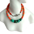 Natural Turquoise and spiny oyster 925 Sterling Silver Necklace  Jewelry Gift Mom Birthday Gift Her