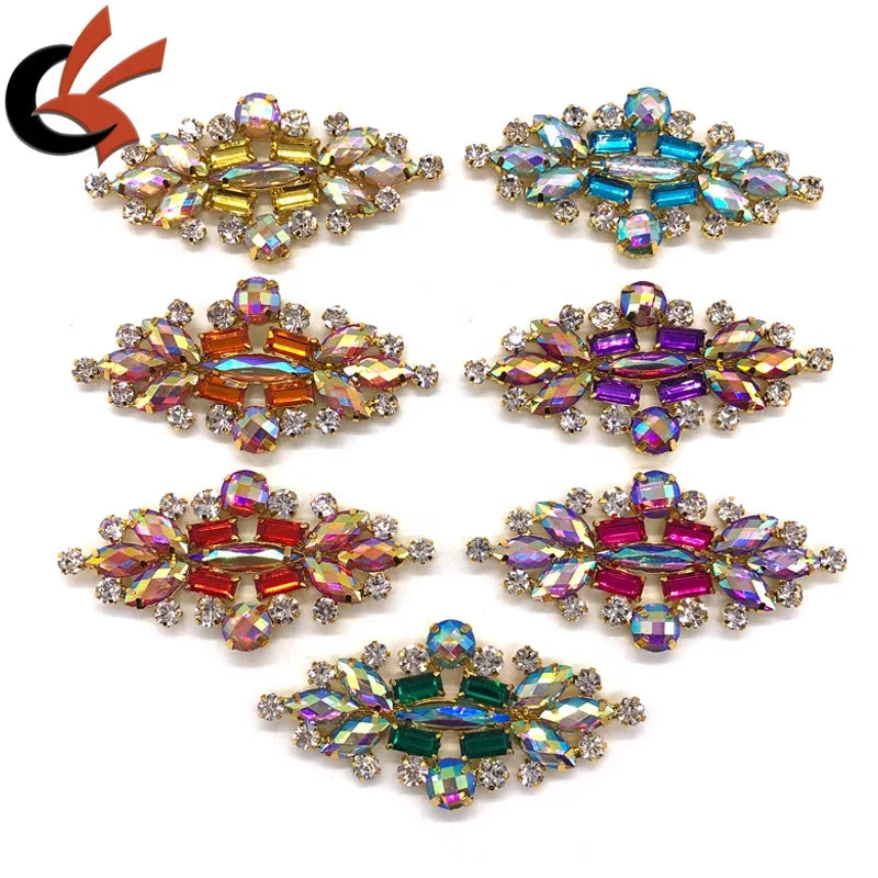 New Fashion Carnival Dress Shoes AB Crystals Rhinestone Appliques Drop Shape Alloy Decorations Sew-On Technique Loose