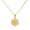 BJG0199N No Fade 18k Gold Plated 26 Letter Hollow Out Pendant Link Chain Stainless Steel Necklace for Anniversary
