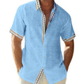 RNSHANGER Summer Fashion Mens Breathable Hawaiian Shirt New Men's Casual Patchwork Printed Beach Short Sleeve Shirt With Pocket