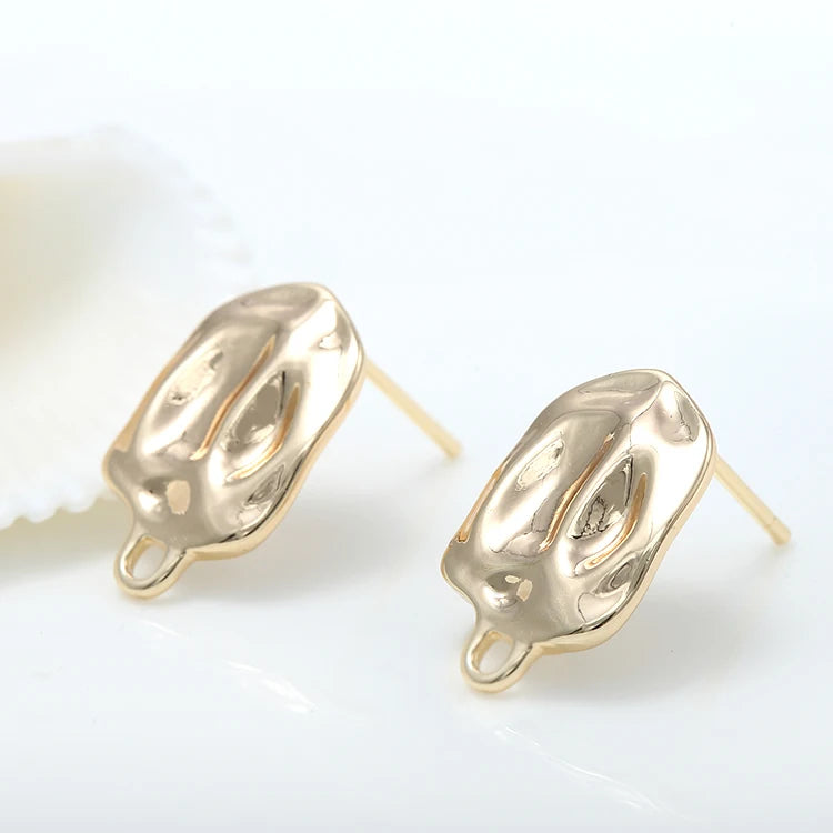 Factory Wholesale Brass 14K Gold Plated Irregular Shape Fashion Studs Earring Diy Jewelry Earrings Making Accessories
