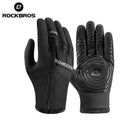 ROCKBROS Black Windproof Winter Gloves Touchscreen Gloves Thermal Zipper Full Finger Cycling Motorcycle Gloves