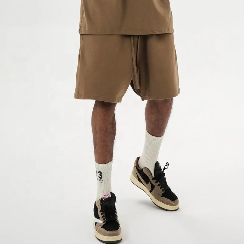 275g Sports Cotton Terry Track Pants OEM Custom Running Shorts Embroidered Logo 100% Cotton Men's Gym Sports Sports Shorts