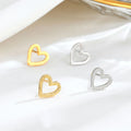 Simple 925 sterling silver hollow out heart shape hypoallergenic personality love heart stud earrings for women girls