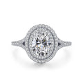Luxury Unique Round Oval Design Three Layers Stone Ring for Girls Shiny Women 925 Sterling Silver Diamond Ring