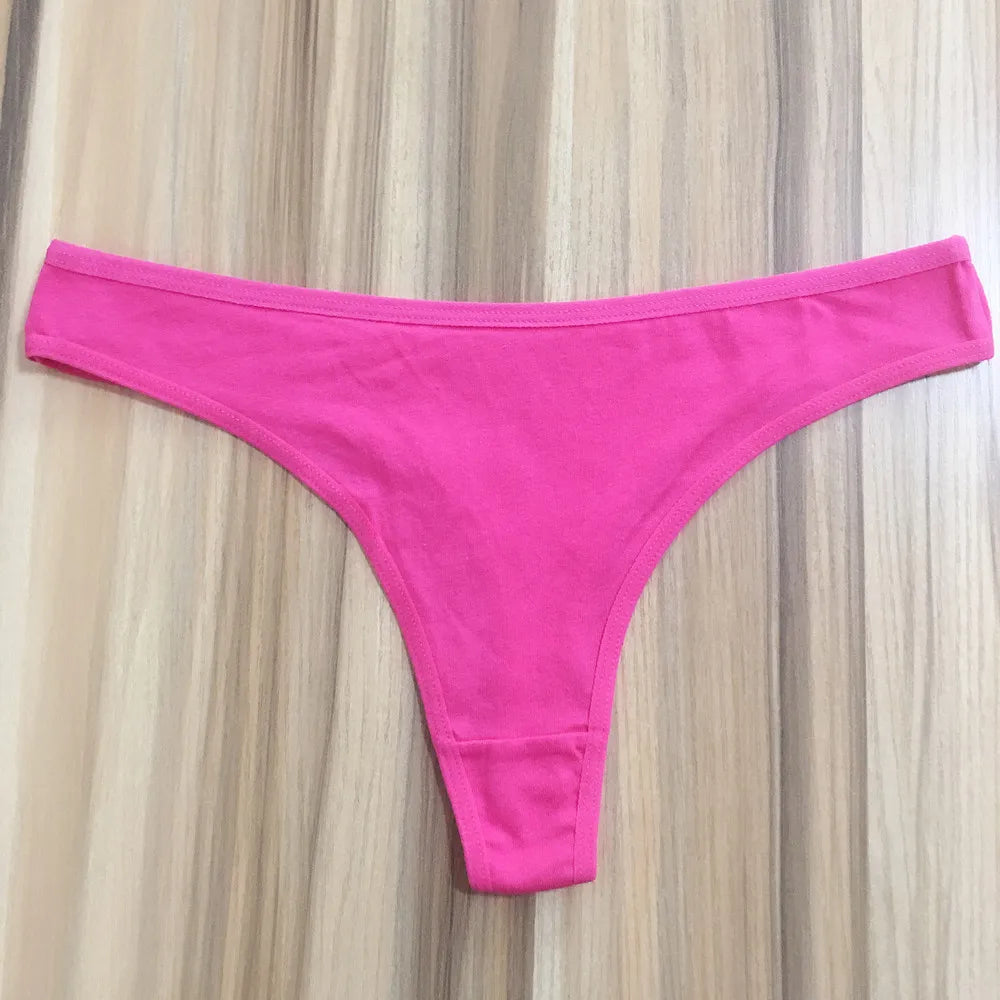 In Stock Women's Cotton G-String Panties Sexy Knitted Underwear with Solid Pattern Wholesale Plain Dyed Lingerie