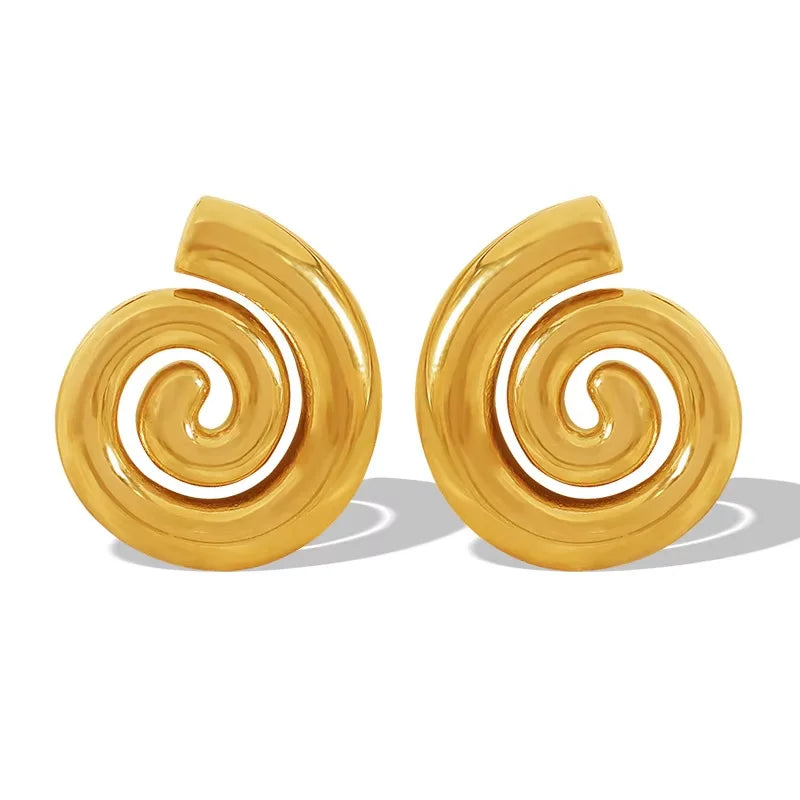Joolim 18K Gold Plated Wholesale Tarnish Free Hypoallergenic Vintage Fashion Whirl Conch Hoop Earring Stainless Steel Jewelry