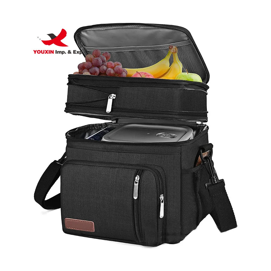 Thermal Lunch Bags Storage Lunch Box Picnic Leakproof Double Deck Soft Insulated Cooler Tote Bag Food Oxford Lunch Bag