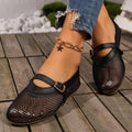 Summer Outdoor Wear Ladies Plus Size Hollowed Out Mesh Sandals New Round Toe Fishing Mesh Women's Flat Bottomed Sandals