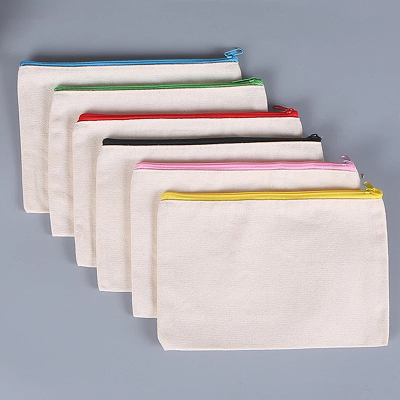 In Stock  Eco Friendly Cotton Make up Bag Private Label Small Recycled Travel Canvas Cosmetic Bag Pouch