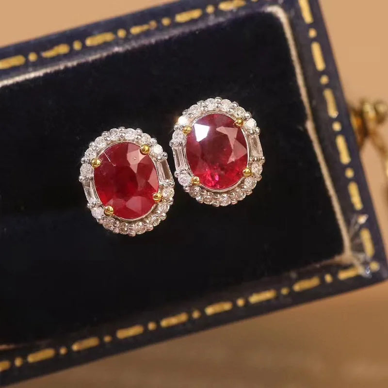 Aimgal Fine Jewelry AU750 18K Gold Stud Earrings | 1.1ct Mozambique Ruby Vivid Red | Weddings Anniversaries Engagements Gifts