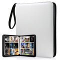 Custom White PU Sports & Business Card Binder with Zipper Closure 9 Pockets Handle