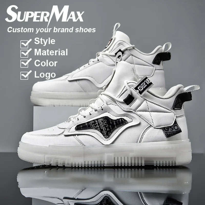 2022 New High-top Casual Shoes Anti-Slippery Men's Luminous Trendy All-match Casual Shoes Hard-Wearing Young Boy Casual Shoes
