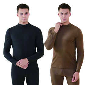 Custom 2pcs Set of Breathable Winter Warm Men's Thermal Underwear-Plaid Long Johns with Middle Neck Top Bottom Sleepwear Wenzhou