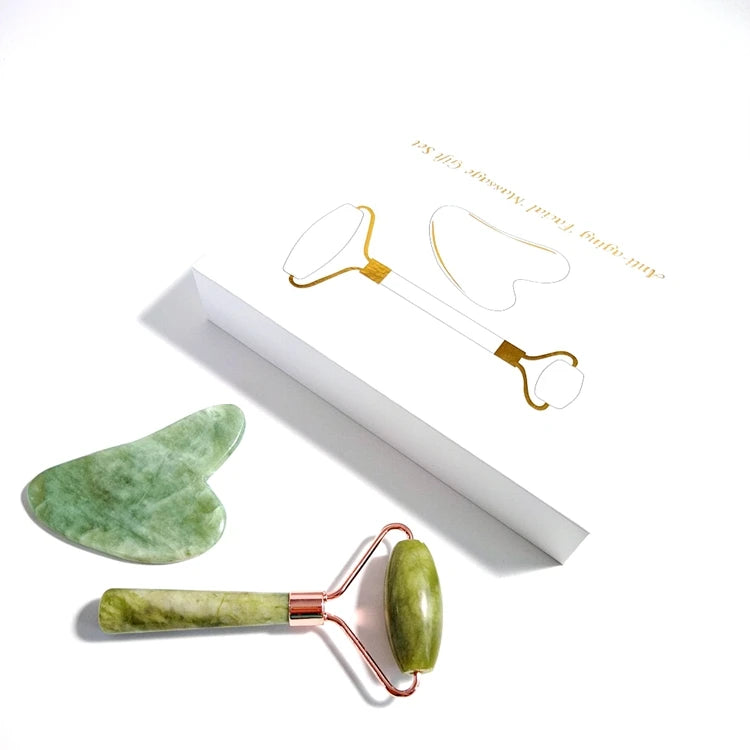Diy Gems Natural White Xiuyan Guasha Stone Facial Massager for Face Electrical Gua Sha Set Jade Roller MegaBDM