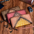 Andong Tree Cream Genuine Cow Leather Ladies Wallet Retro Embossed Clutch Purse Cowhide Phone Bag Wallets Purses Women