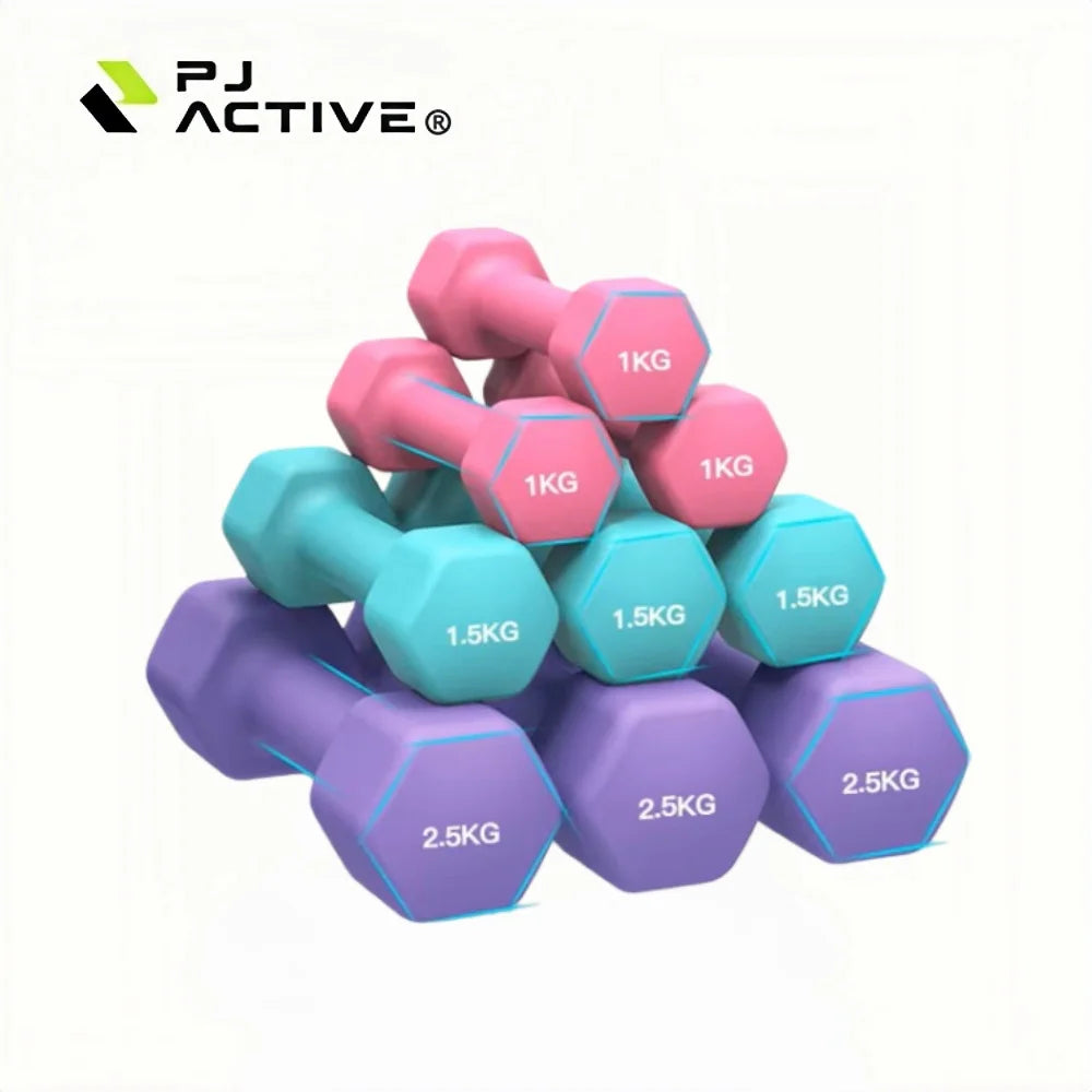 PINJIAN Hexagonal Dumbbell Set Neoprene Coated Home Gym Equipment Weight Lifting Strength Training Fitness Custom Logo OEM