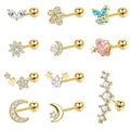Gaby New Arrival Brass Cartilage Studs Gold Zircon Earrings for Helix Piercing Cute Wedding/Party Wholesale Cartilage Piercing