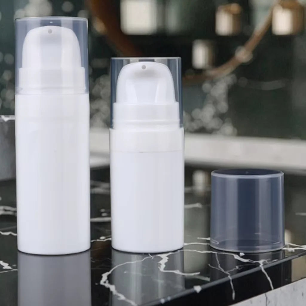 Luxury White Airless Pump Bottle Sample 5/10/15ml with Screen Printing for Skin Care Serum & Face Cream