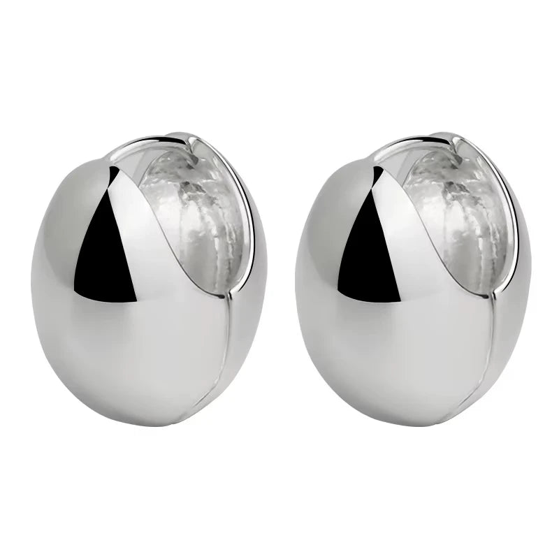 Hexagon Hoop Earrings Brass Unisex Trendy Rhodium Plated Smooth Surface