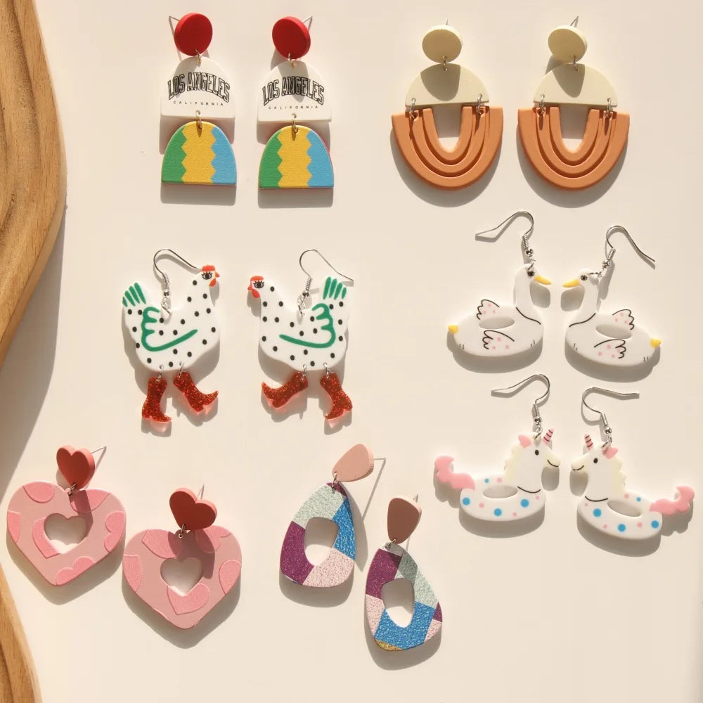 GT Earring Pendant Wholesale Creative Funny Printing Acrylic Earrings for Women Fashion