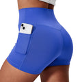 Women's High-Waist Compression Yoga Shorts Seamless Spandex Sport Shorts Pockets Lightweight Stretchy Print Design XXL XL X