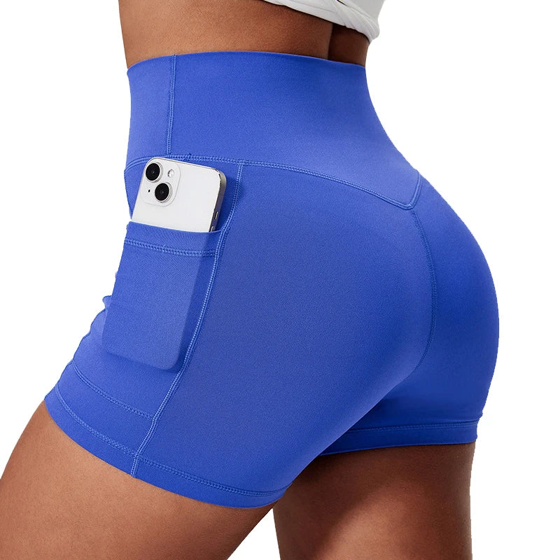Women's High-Waist Compression Yoga Shorts Seamless Spandex Sport Shorts Pockets Lightweight Stretchy Print Design XXL XL X