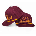 Corduroy 3D Embroidery Custom Sport Baseball Cap Outdoor Leaf Pattern Snapback Hat with Flat Brim