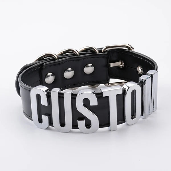 Personalized  Gift Customized Choker Collar Necklace PU Leather Custom Name Cosplay Choose Letters Necklace DIY Punk Jewelry