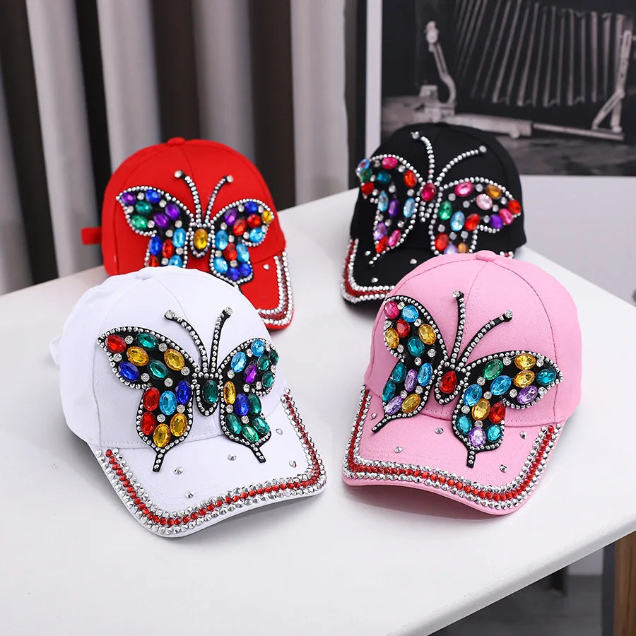 Fashion Outdoor Washed Denim Shining Diamond Baseball Cap Custom Logo Embroidery Duck Tongue Cap Sunscreen Sunshade Cap