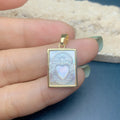Square Sacred Heart Necklace Pendants White Mother of Pearl Shell Charms for Jewelry Making