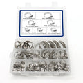 60pcs Assorted Metal Fuel Pipe Clamps Kit 201 Double Ears Worm Drive Hose Clamp Clips Inch Measurement System
