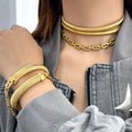 Multi-Layer Elastic Stainless Steel Jewelry Set Women Chic PVD 18K Plated Accessories Charm Unique Design Gift