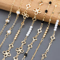 C281 GUFEATHER 1m DIY Chain Pass REACH Nickel Free 18k Gold Plated Copper Plastic Pearl Bag Packaging Bracelet Necklace