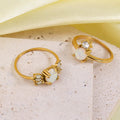 Simplicity Vintage Inlay Moonlight Stone Natural Titanium Steel Ring INS Style Personalized Design Ring Jewelry