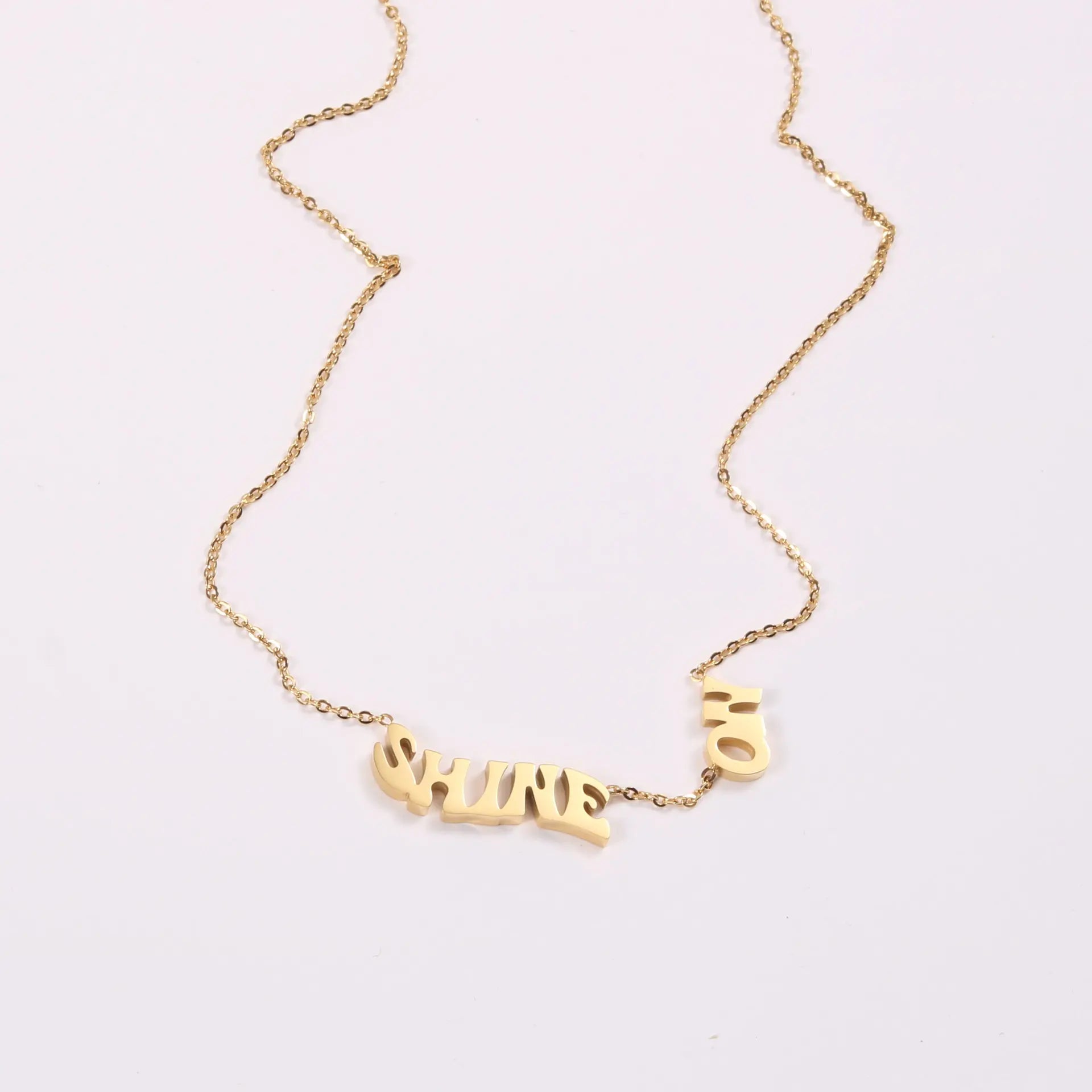 Personalized Gold Plated Name Pendant Stainless Steel Shine on Name Necklace Jewelry