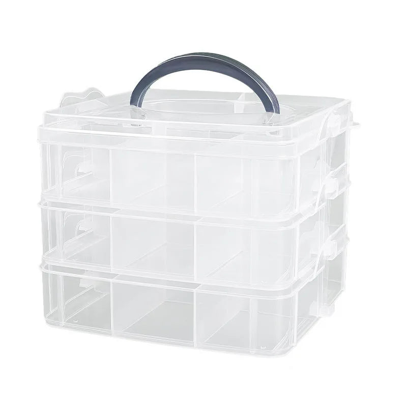 Three-layer 18-cell Portable Storage Jewelry Storage Box Hardware Tools Combination Building Blocks Toy Organizer