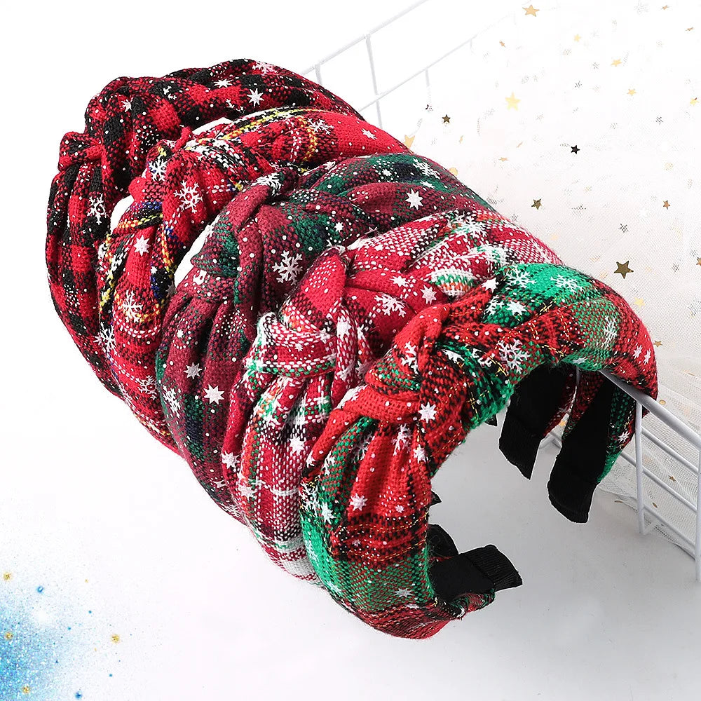 Finestyle Customize 2022 Holiday Design Women Headband Knotted Jeweled Bling Hairband Christmas Hair Accessories