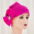 Wholesale 2025 Hot Sale Bright Womens Turban Head Wrap Luxury Plain Bowknot Stretchy Bonnet Ladies Breathable Ethnic Polyester MegaBDM