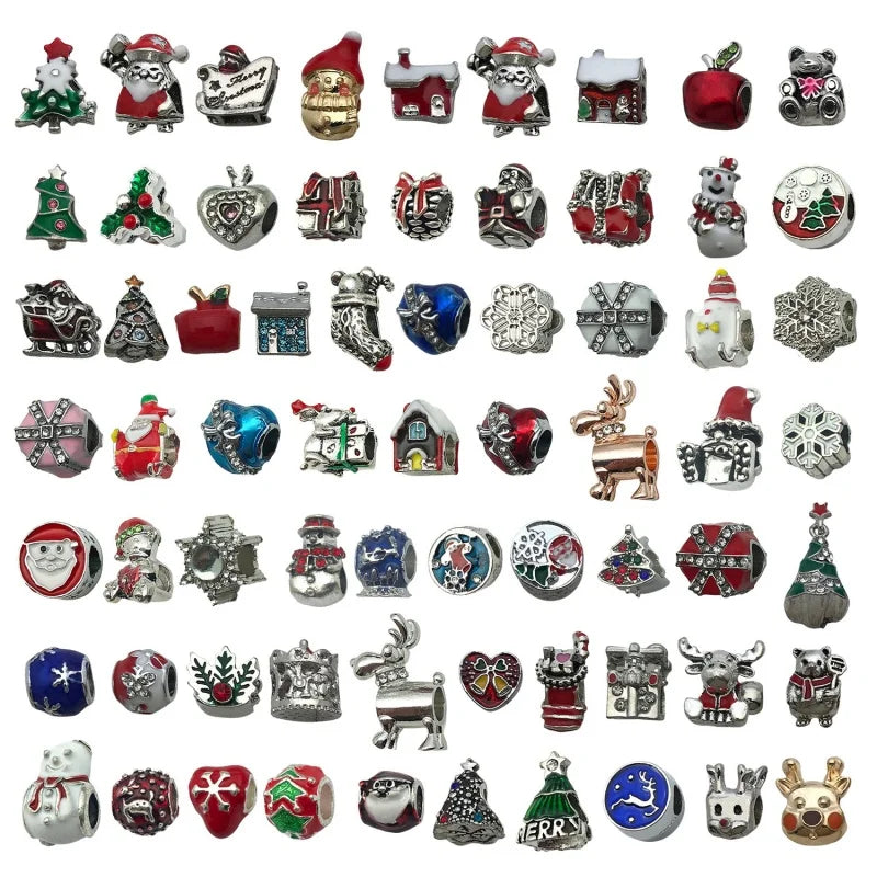 Assorted Silver Plated Enamel Christmas Tree Santa Claus Reindeer Dainty Dangle Xmas Gifts Charms for Earrings Jewelry Making