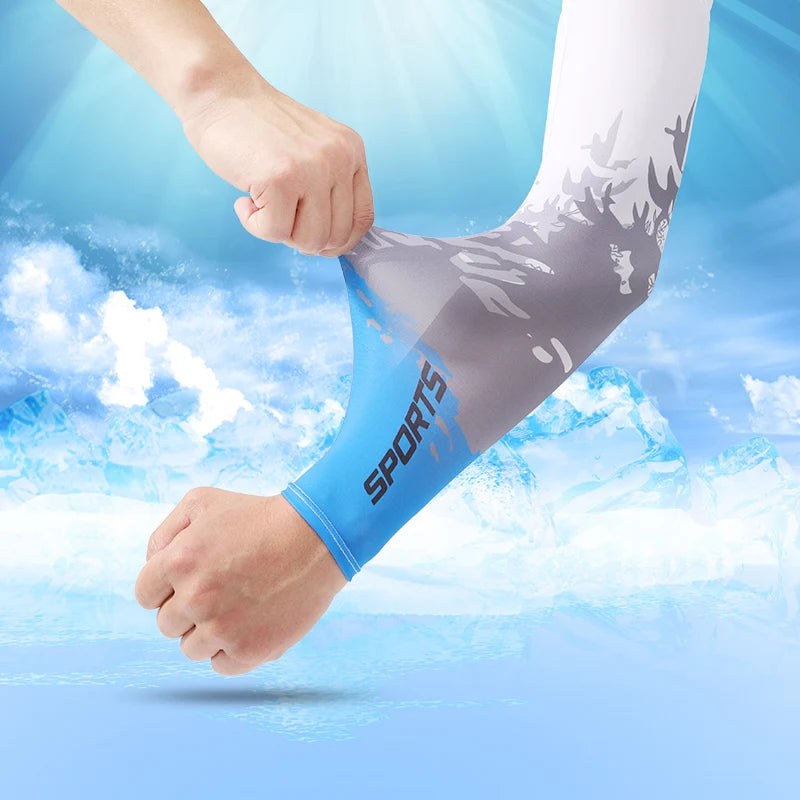 Custom Outdoor Compression Ice Silk Long Gloves Summer Sun Protective Arm Sleeve
