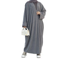 Pure Color Corduroy Open Fashion Style batwing Sleeve Dubai Turkey Islamic Female Match All Clothes Abaya