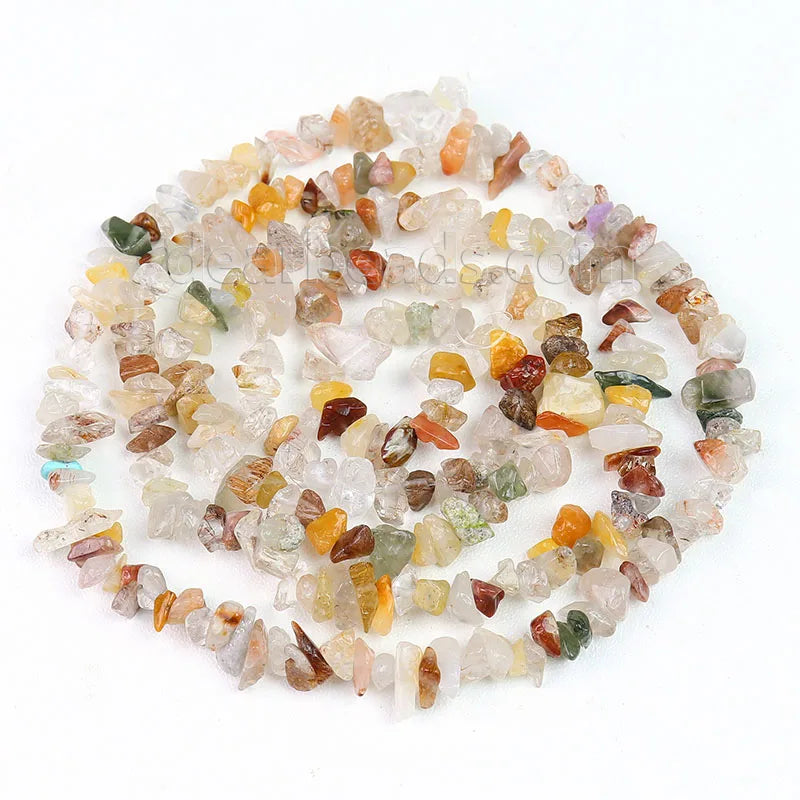 Wholesale Natural Cheap Chip Multi Rutilated Quartz Stone Beads for Woman Bracelets Making 8mm Irregular