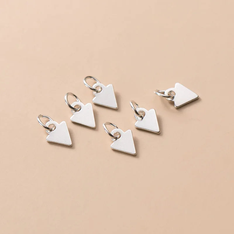 5*10mm Tiny 925 Sterling Silver Flat Triangle Disc Pendant Charms for Jewelry Making