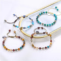Fashion DIY Crystal Mix Colored Natural Stone Bracelet 6mm Beads Adjustable String Custom Blank Tags Bulk Lucky Charm Bracelet