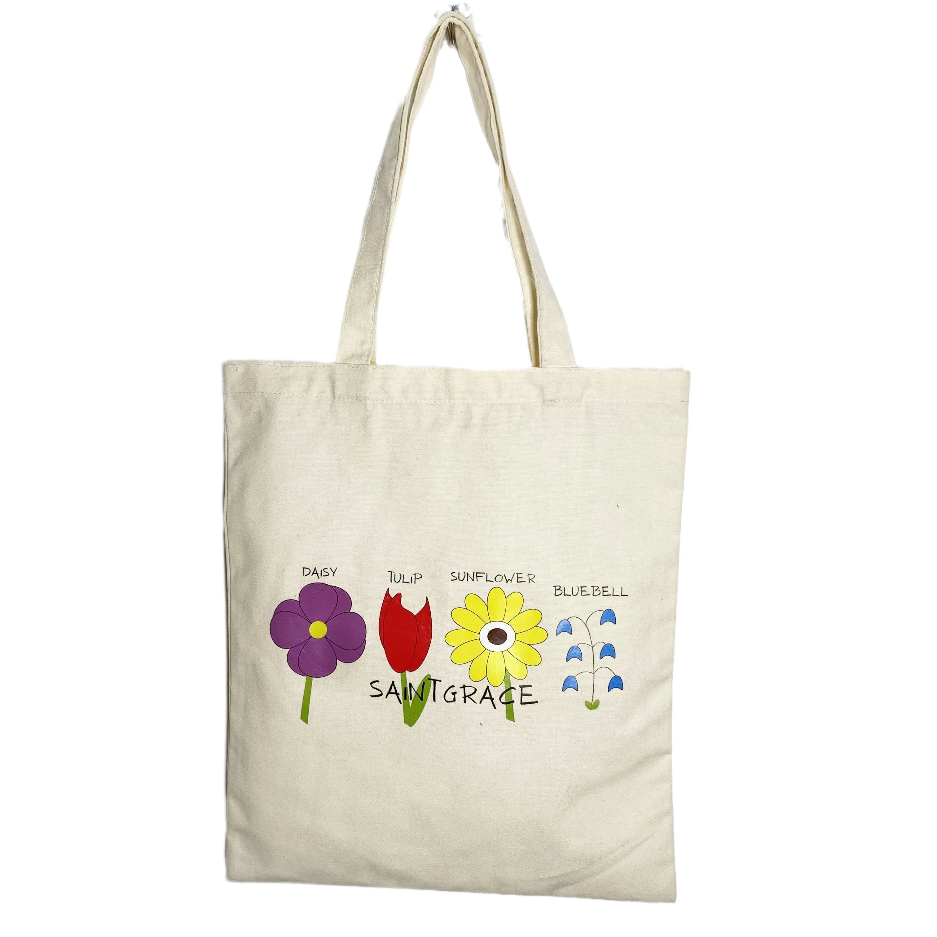 Eco Standard Size Cheap Plain Cotton Shopping Bag Recycled With Logo Canvas Tote Bag