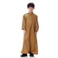 2021 Embroidered Kids Muslim Arab Robe Kaftan Abaya Jubba Plus Size Polyester Islamic Clothing for Teen Boys for Autumn Season