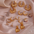 Dreamshow Jewelry Earrings Set 18k Gold Plated Earring Zircon Jewelry Stainless Steel Heart Earring