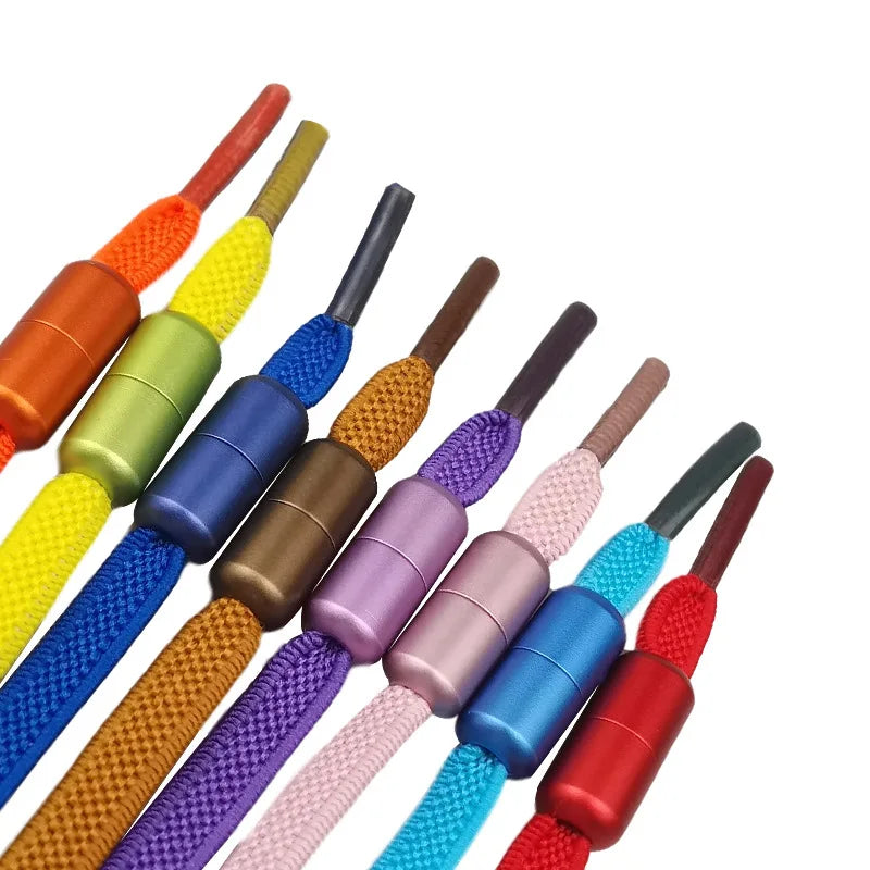 Elastic Flat Mesh High Elastic Adult Children Capsule Aluminum Metal Buckle Button No Tie Lazy Shoelace
