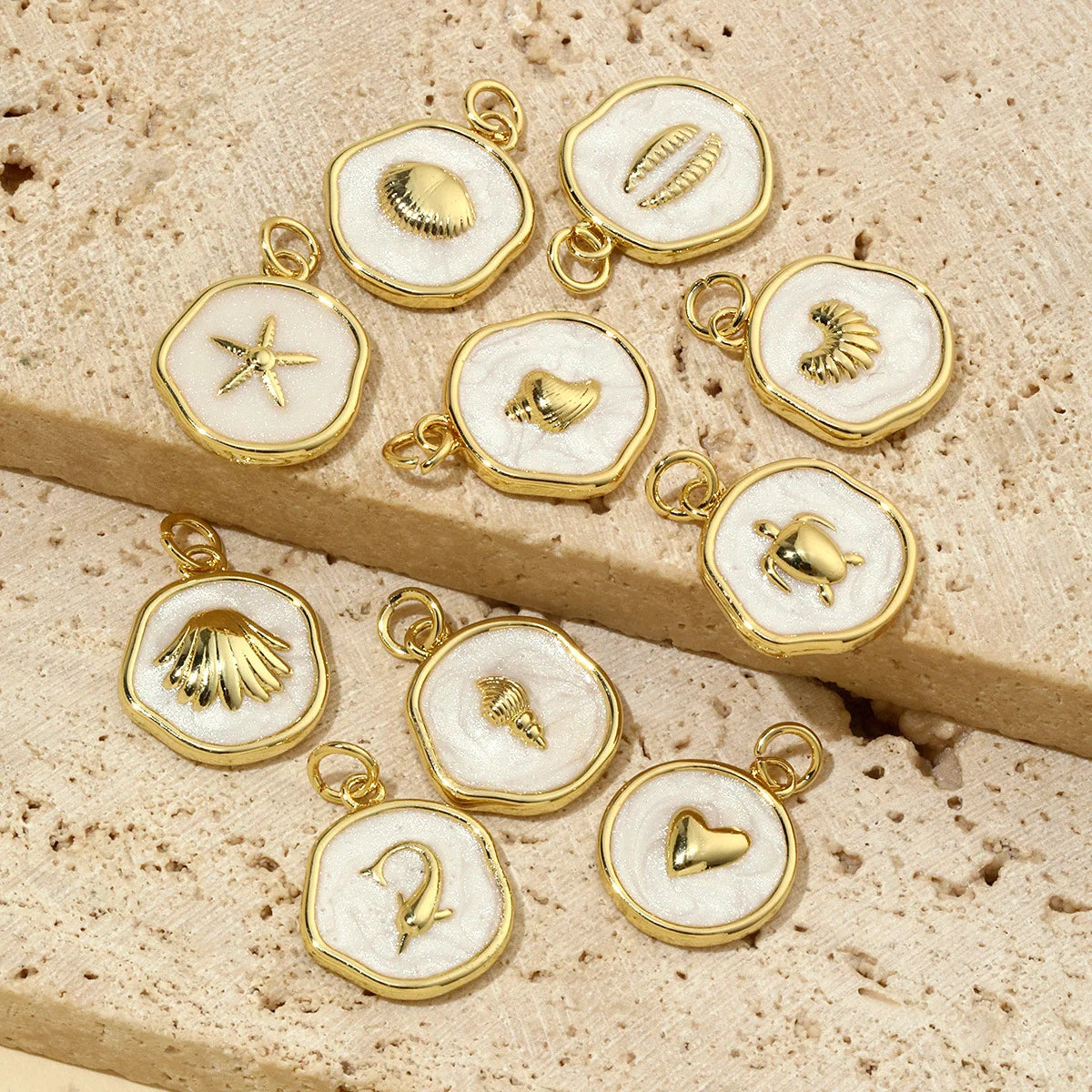 Beimai OEM Charms for Jewelry Making Conch Starfish Turtle Shell Copper Drop Oil Diy Jewelry Accessories